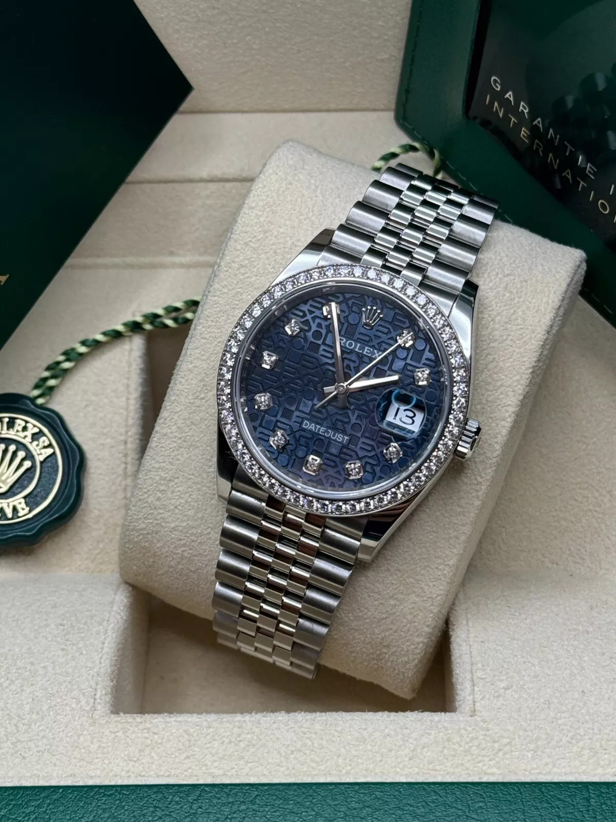 Rolex Datejust 36mm 126284 Blue Jubilee Diamond Dial & Diamond Bezel, Stainless Steel Oyster Bracelet Watch - Image 8
