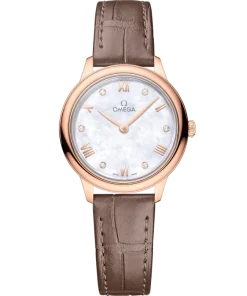 Omega De Ville Prestige 27.5 mm White Dial with Diamonds  Sedna 18k Rose Gold Strap 434.53.28.60.55.001