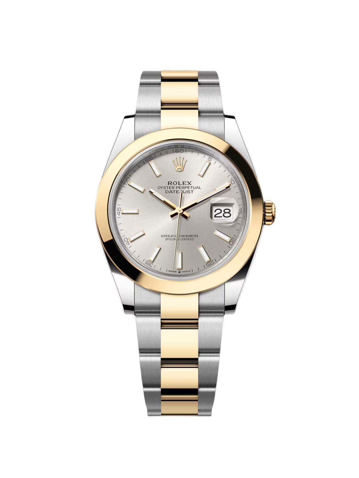 Rolex Datejust 41mm 126303 Silver Index Oyster Steel and Yellow Gold Mens Watch