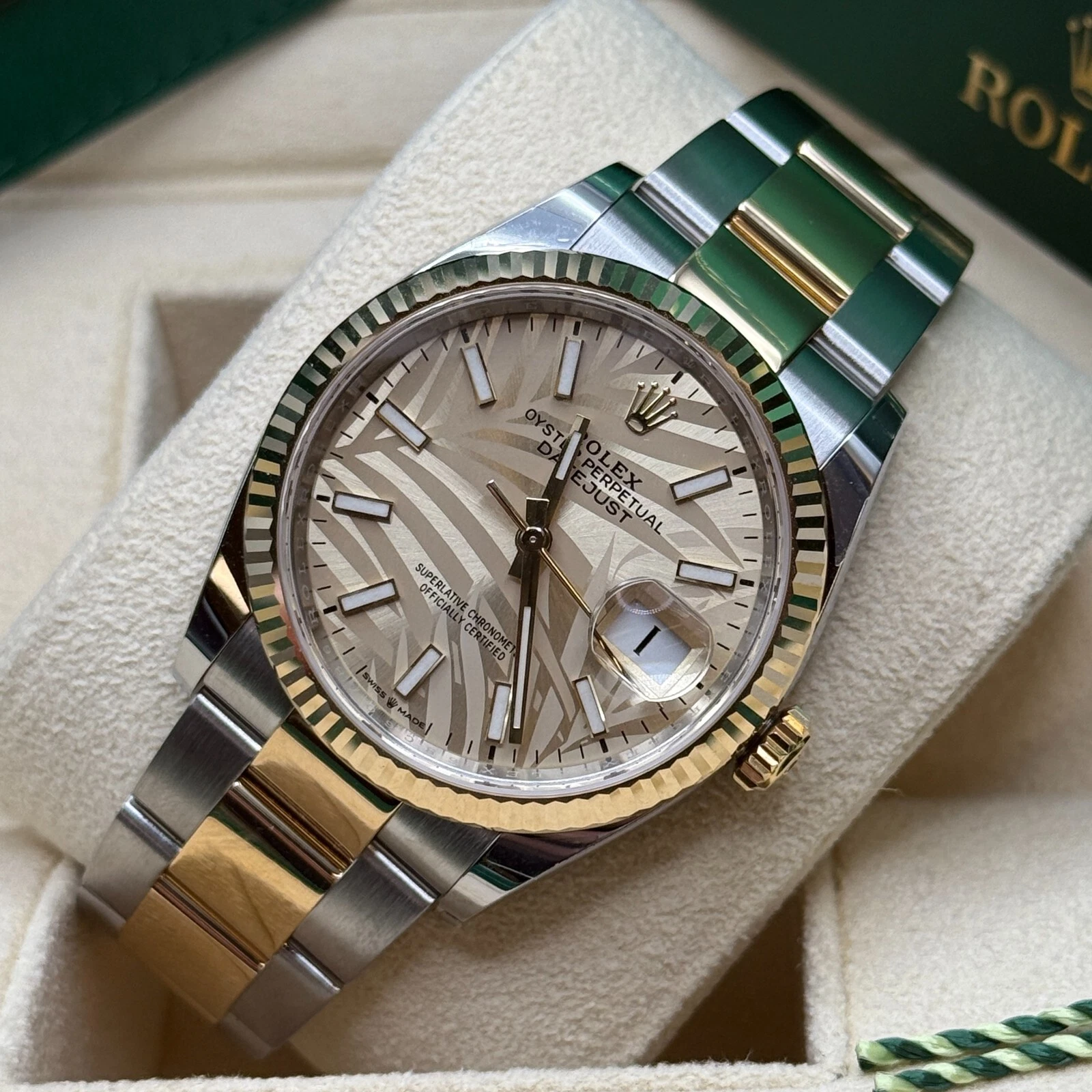 Rolex Datejust 36mm 126233 Golden Palm Motif Dial Jubilee Bracelet Watch - Image 13