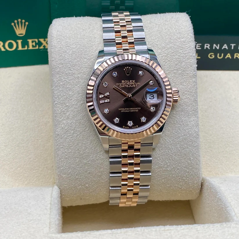 Rolex Lady-Datejust 28mm 279171 Chocolate Diamond Set Oyster Stainless Steel and Rose Gold - Image 3