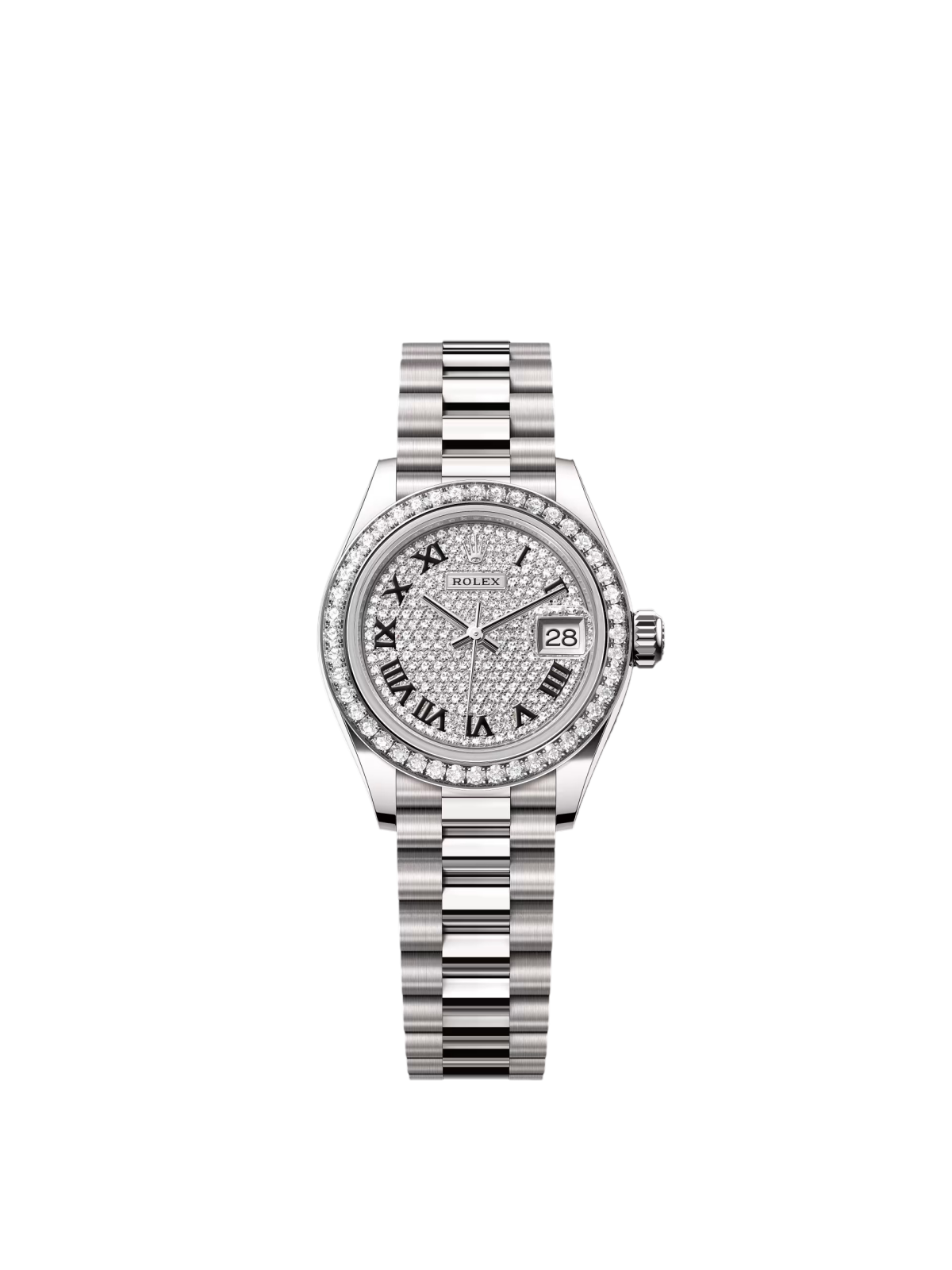 Rolex Lady-Datejust 28mm 279139RBR-0014 Diamond-Paved Dial White Gold Bracelet
