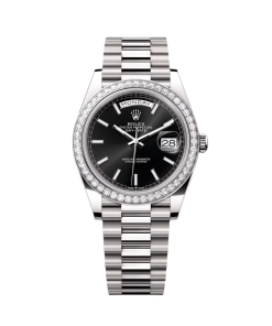 Rolex Day-Date 40mm 228349RBR-0002 Bright Black Dial President Bracelet