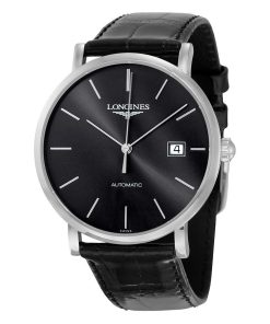 Longines Men's L4.910.4.72.2 Elegant Black Stainless Steel Watch