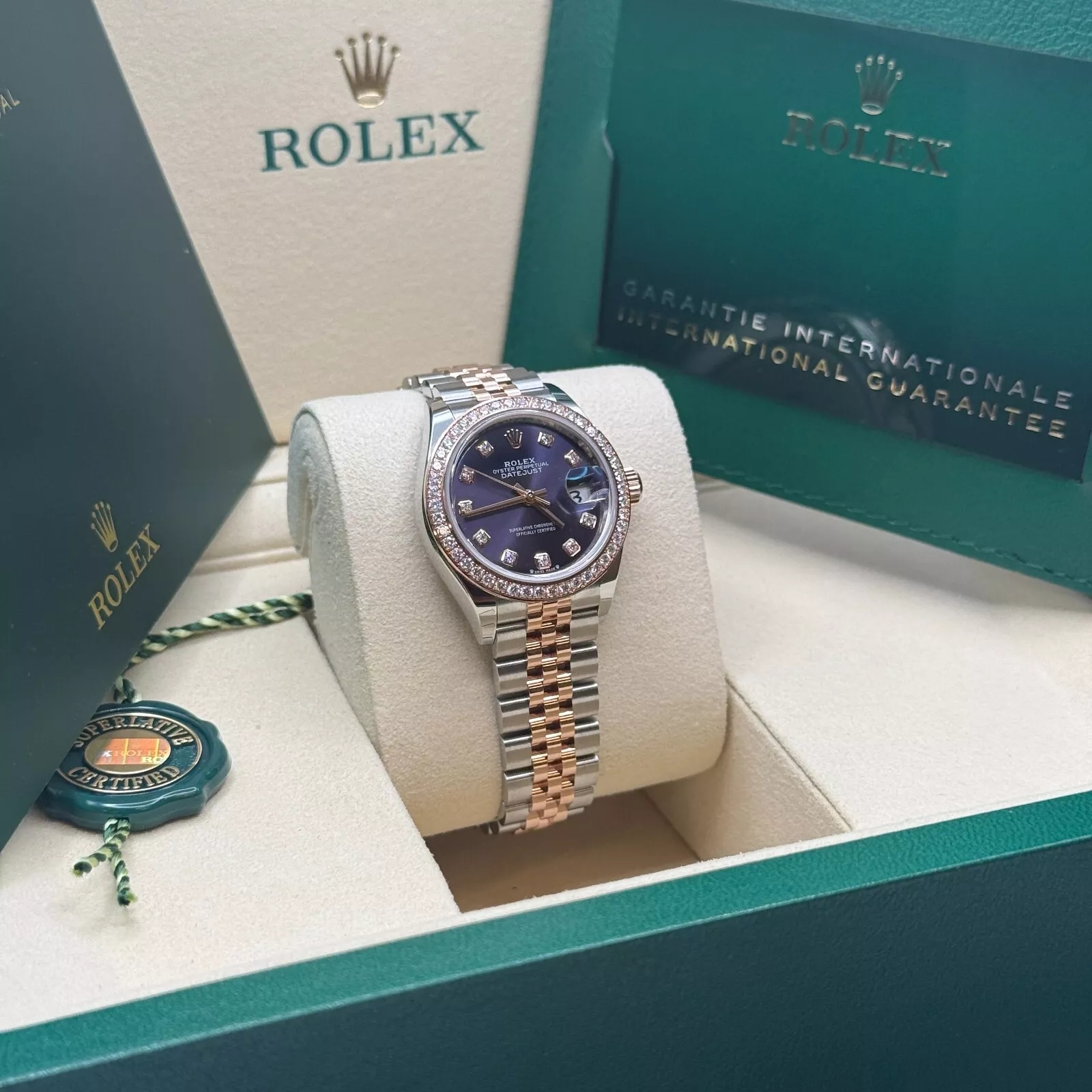 Rolex Lady-Datejust 28mm 279381RBR Aubergine Diamond Dial Oyster Bracelet - Image 4