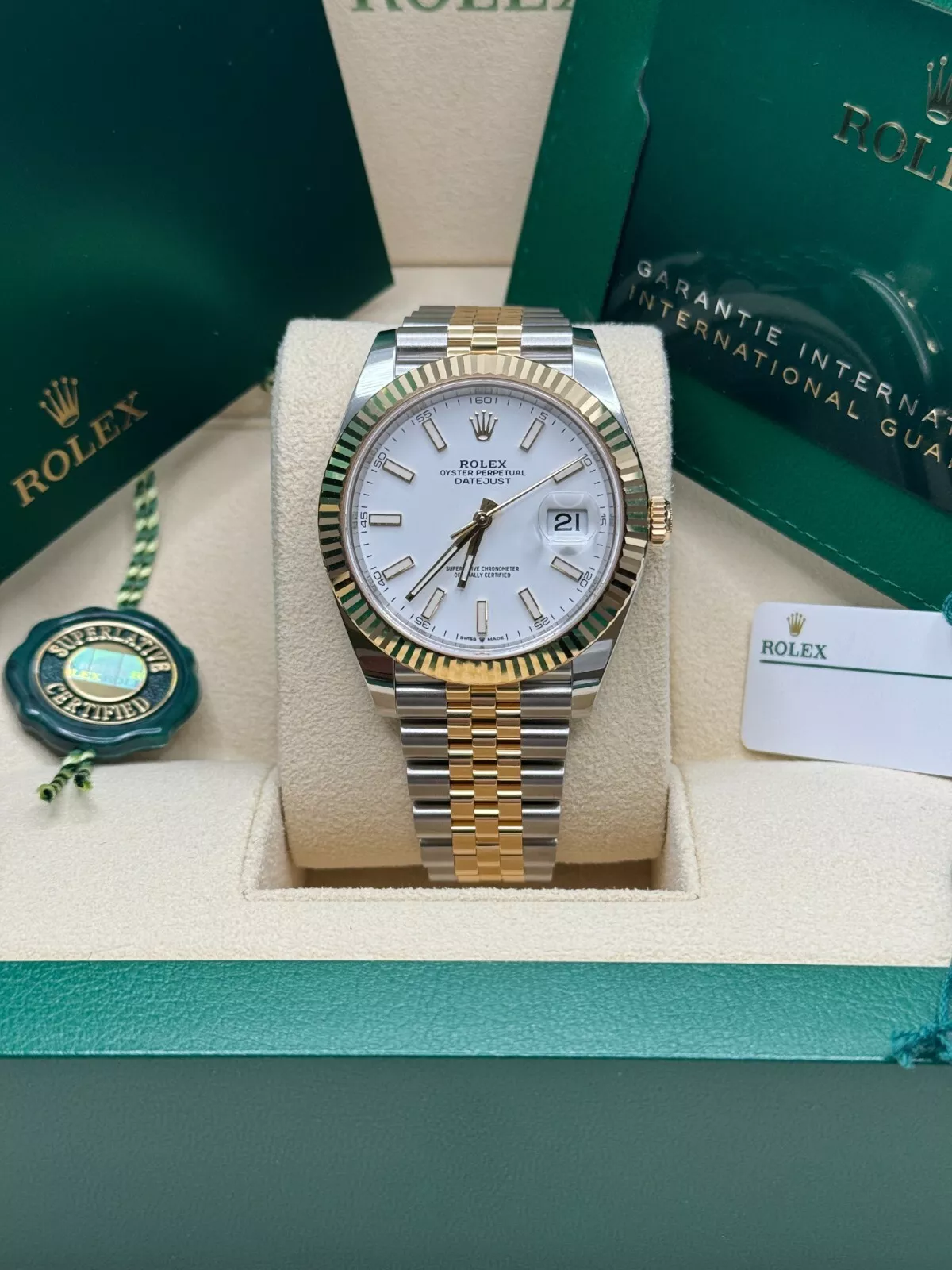 Rolex Datejust 41mm 126333 White Index Oyster Steel and Yellow Gold Mens Watch - Image 3