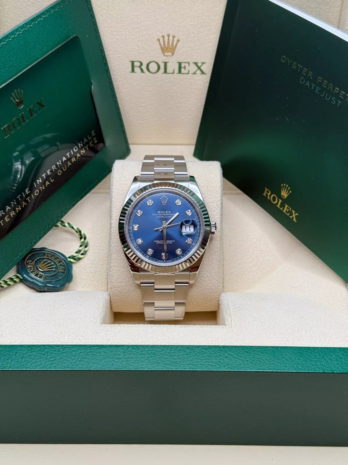 Rolex Datejust 41mm 126334 Blue Diamond Oyster Stainless Steel Mens Watch - Image 3