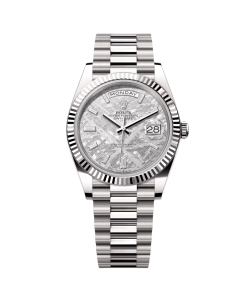 Rolex Day-Date "President" 40mm White Gold Meteorite Diamond Baguette Dial - 228239