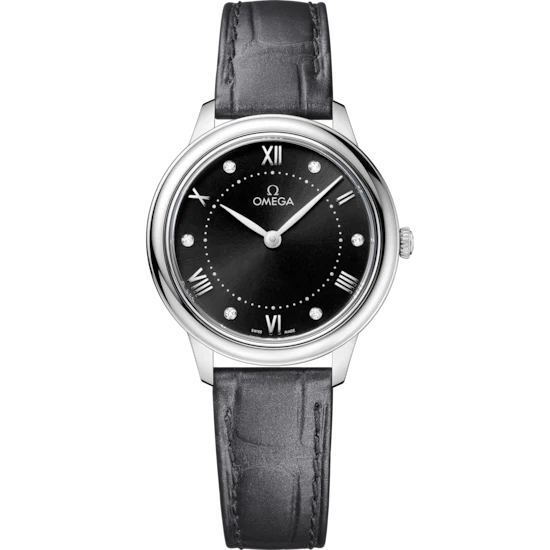 Omega De Ville Prestige 30 mm Black Dial with Diamonds Stainless Steel Strap 434.13.30.60.51.001