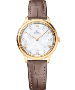 Omega De Ville Prestige 30 mm White Dial with Diamonds 18k Yellow Gold Strap 434.53.30.60.55.002