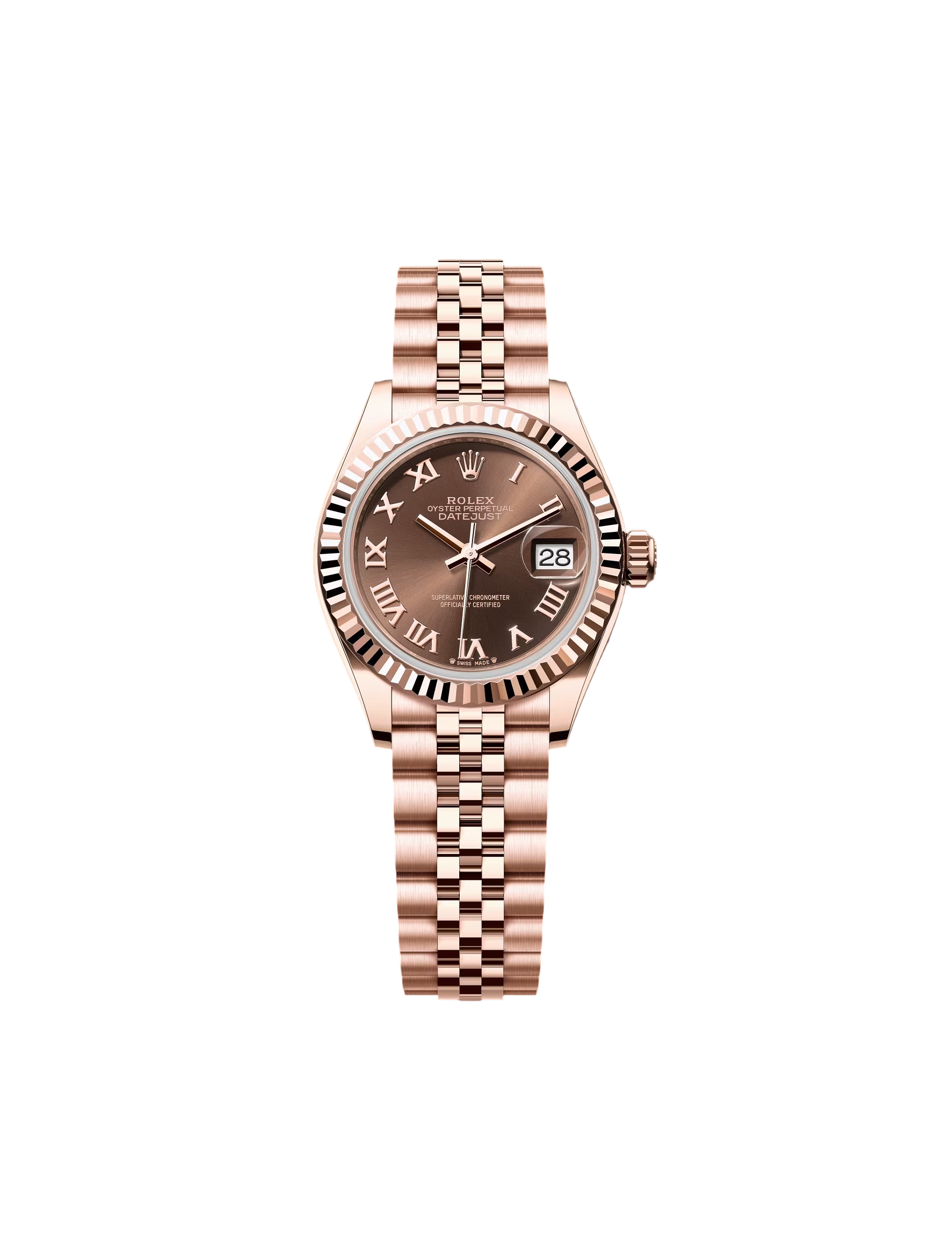 Rolex Lady-Datejust 28mm 279175 Chocolate Roman Dial Jubilee Everose Gold