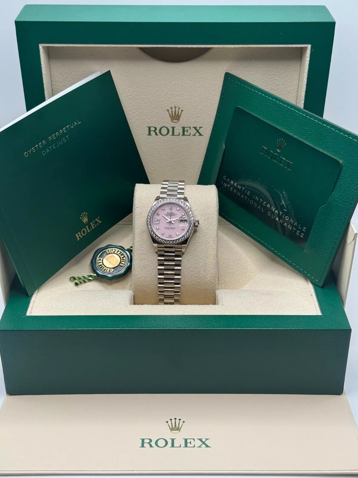 Rolex Lady-Datejust 28mm 279139RBR Pink Opal Diamond Dial and Diamond Bezel White Gold Bracelet - Image 9
