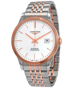 Longines Men's L28215727 Record Two-Tone Stainless Steel with 18kt Rose Gold Links Watch