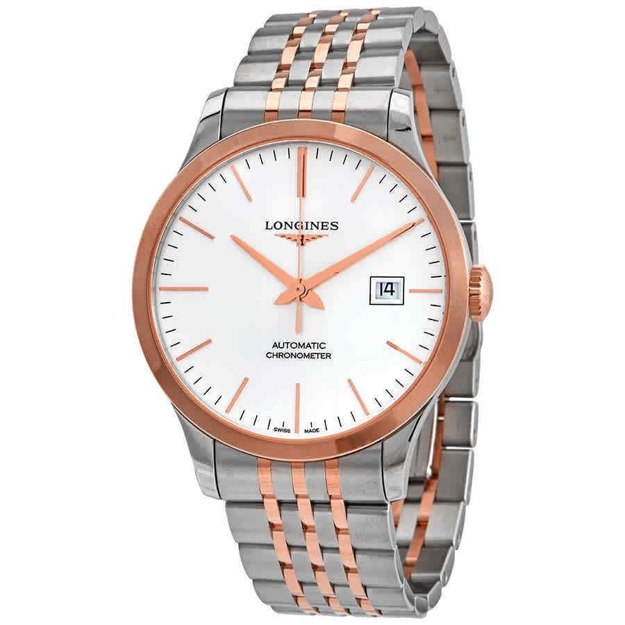 Longines Men's L28215727 Record Two-Tone Stainless Steel with 18kt Rose Gold Links Watch