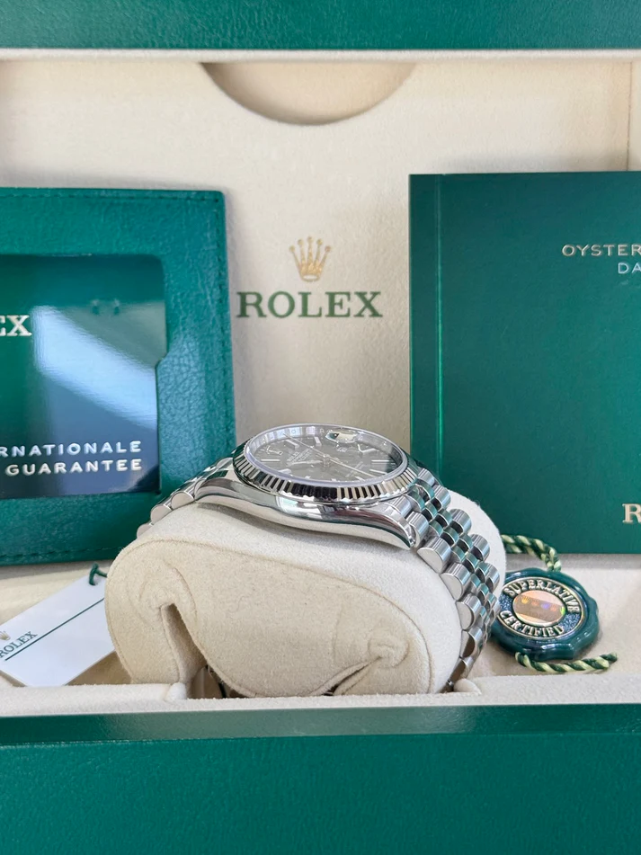 Rolex Datejust 36mm 126234 Olive Green Palm Motif Dial Jubilee Stainless Steel Watch - Image 7