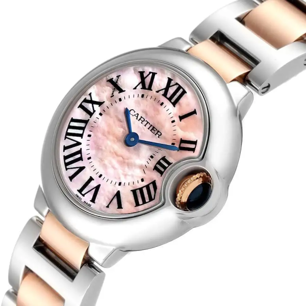 Cartier BALLON BLEU Pink Mother of Pearl Dial 28mm