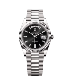 Rolex Day-Date "President" 40mm White Gold Black Diamond Baguette Dial - 228239