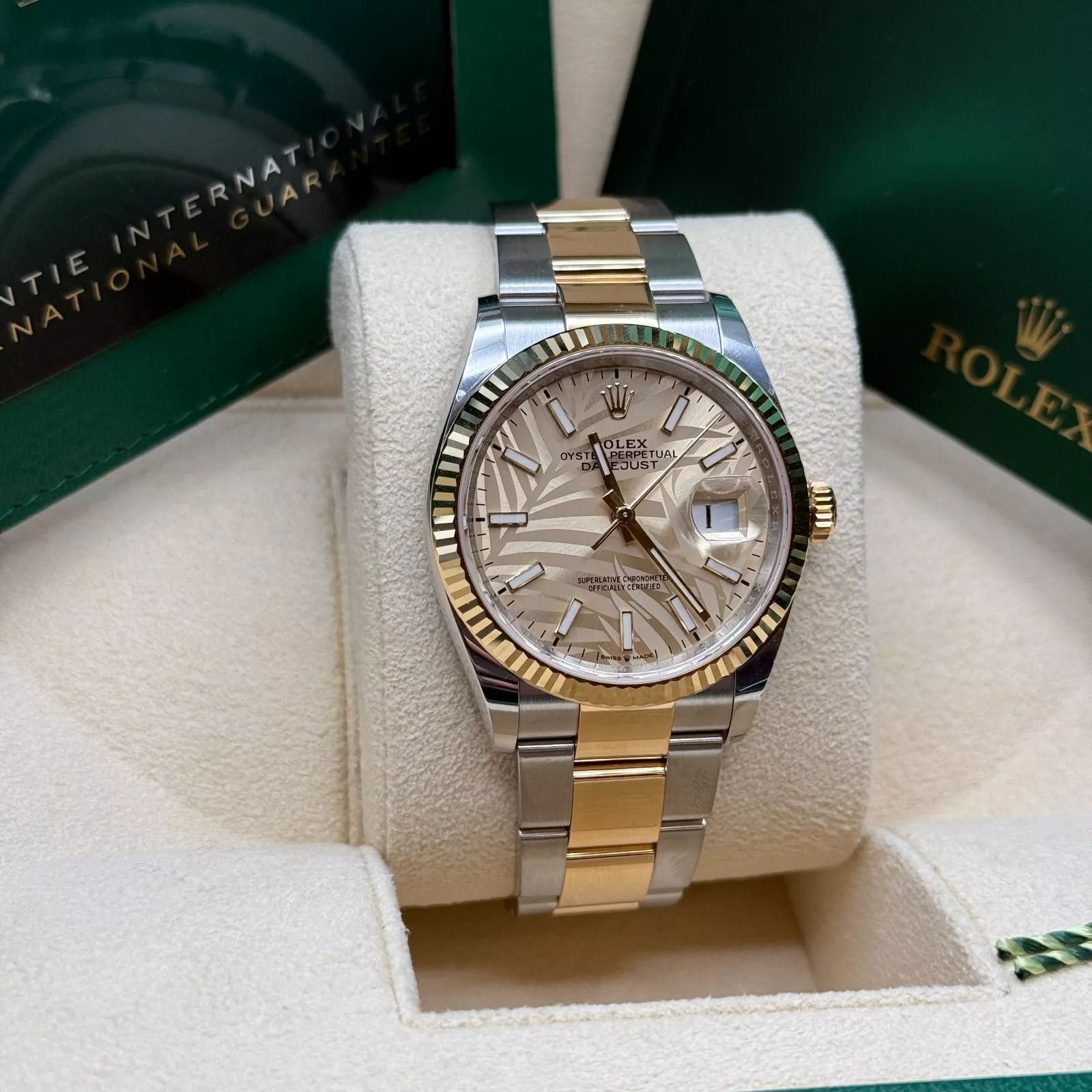 Rolex Datejust 36mm 126233 Golden Palm Motif Dial Jubilee Bracelet Watch - Image 10