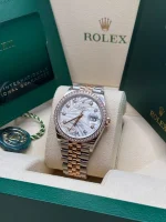 Rolex  Datejust 36mm 126281 Silver Palm Motif Diamond Dial Oyster Bracelet