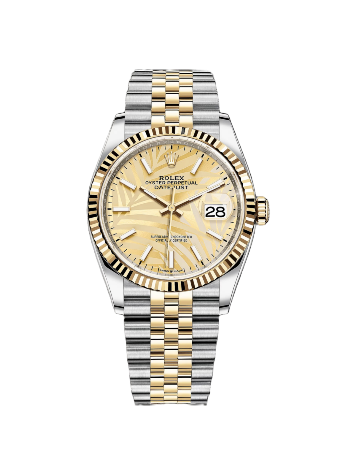 Rolex Datejust 36mm 126233 Golden Palm Motif Dial Jubilee Bracelet Watch