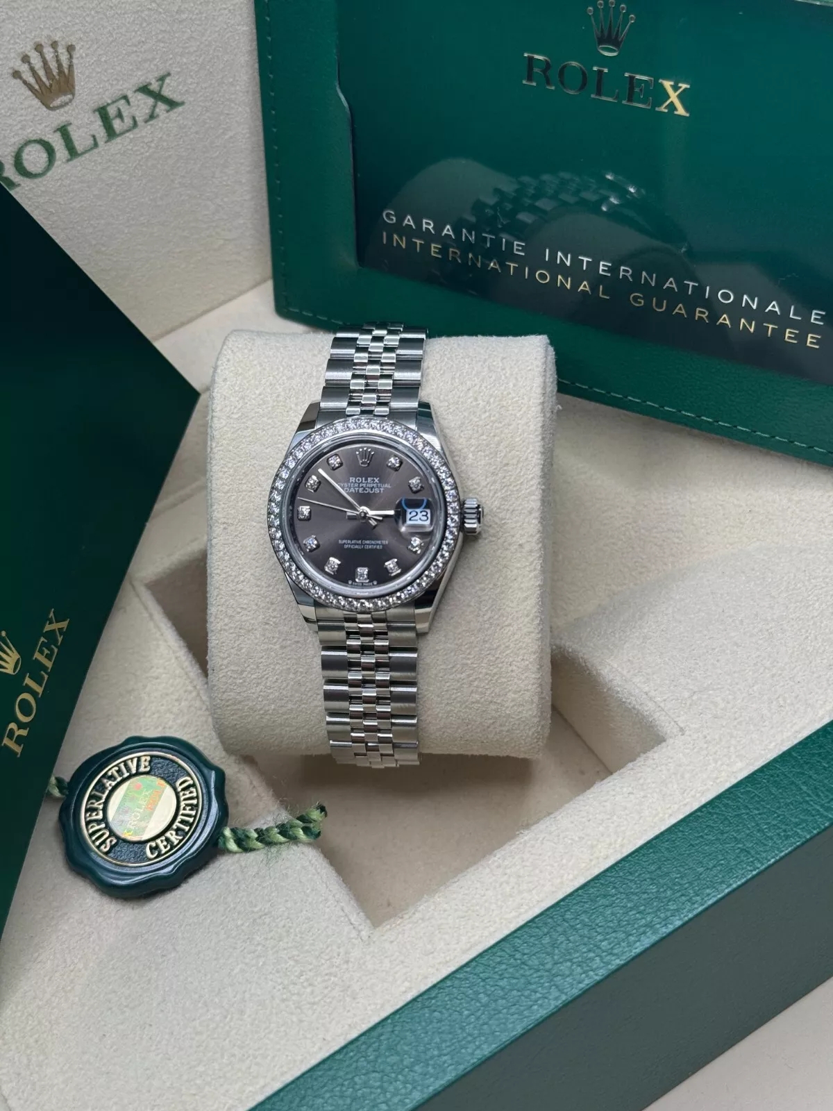Rolex Lady-Datejust 28mm 279384RBR Dark Gray set with Diamonds - Image 13