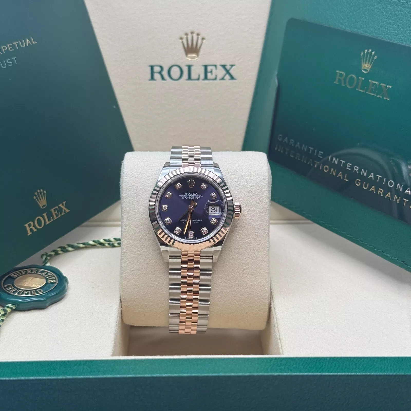 Rolex Lady-Datejust 28mm 279171 Aubergine Diamond Oyster Stainless Steel and Rose Gold - Image 3