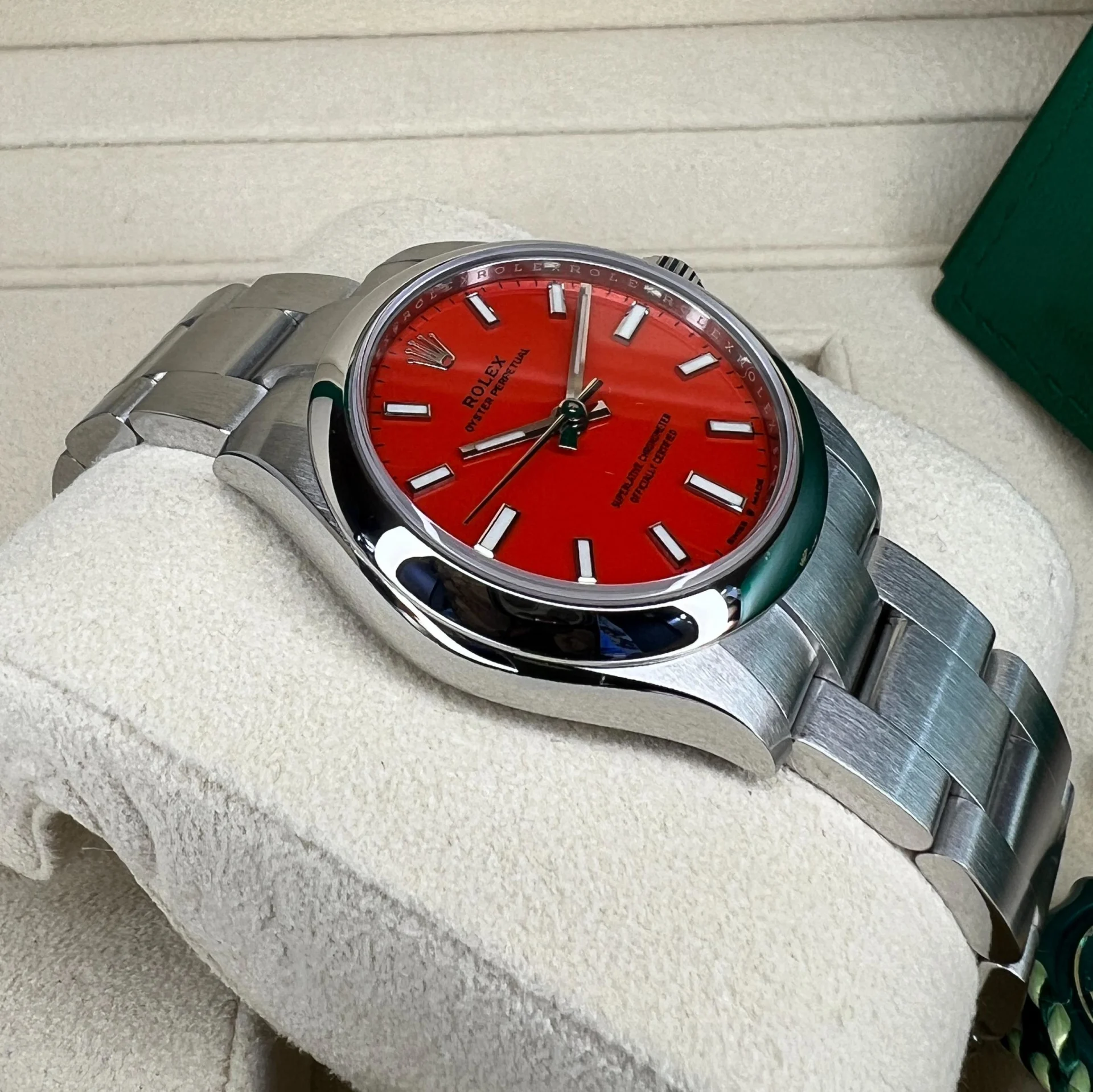 Rolex Oyster Perpetual 31mm 277200-0008 Coral Red Dial Oyster Bracelet Watch - Image 3