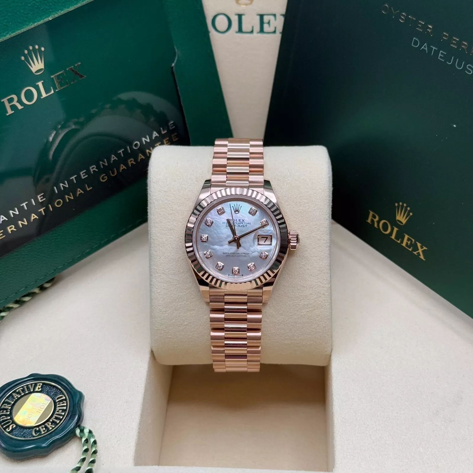 Rolex Lady-Datejust 28mm 279175 Mother-of-Pearl Dial President Everose Gold - Image 10