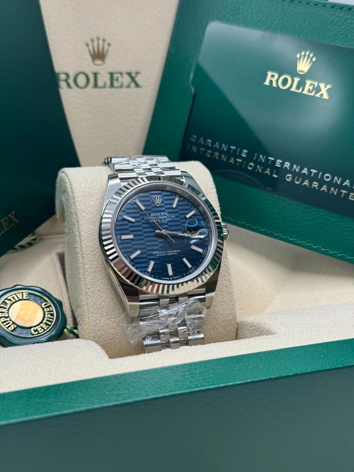 Rolex Datejust 41mm Blue Fluted Motif Index Dial Jubilee Bracelet Watch - 126334 - Image 5