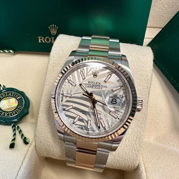 Rolex  Datejust 36mm 126231 Silver Palm Motif Dial Oyster Bracelet