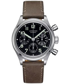Longines Men's L2.816.4.53.2 Heritage Chronograph Brown Leather Watch