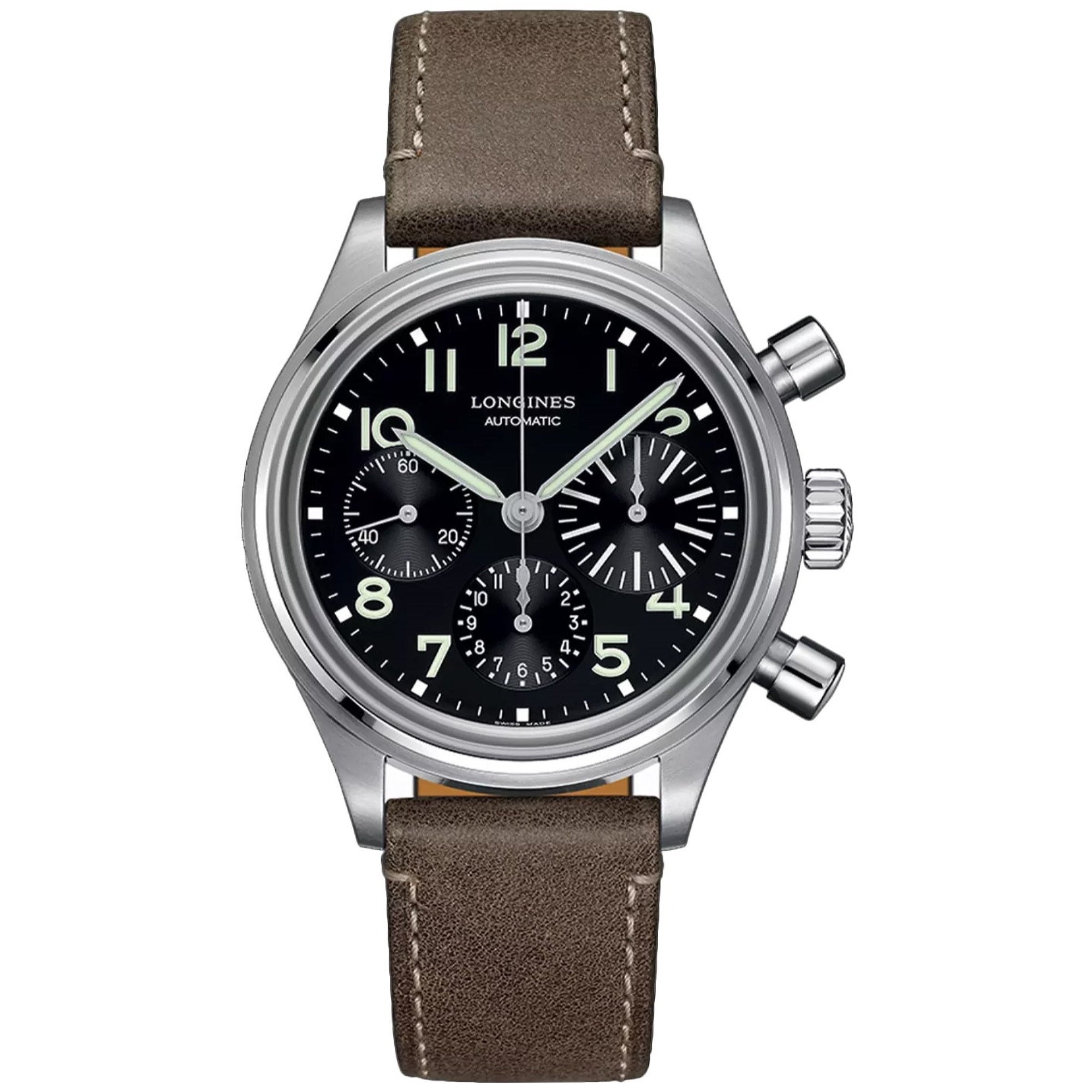 Longines Men's L2.816.4.53.2 Heritage Chronograph Brown Leather Watch