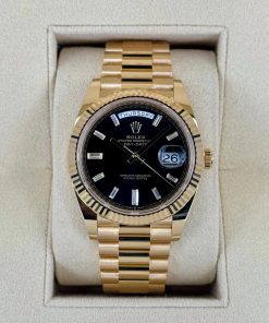 Alternative view of Rolex  Yellow Gold President Day Date 40mm Black Diamond Baguette Dial - 228238