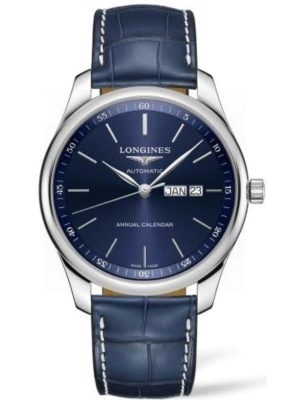Longines Men's L2.920.4.92.0 Master Collection Blue Leather Watch