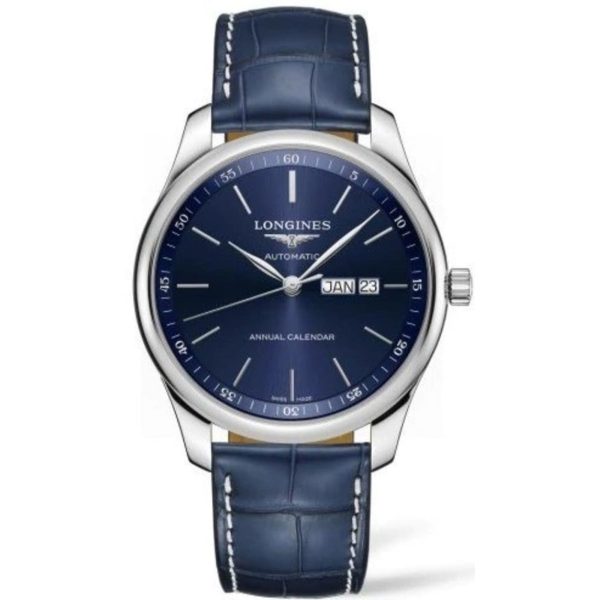 Longines Men's L2.920.4.92.0 Master Collection Blue Leather Watch