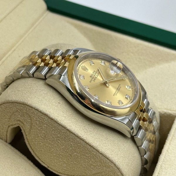 Rolex  Datejust 36mm 126203 Champagne Set with Diamonds Dial Domed Bezel Oyster Bracelet