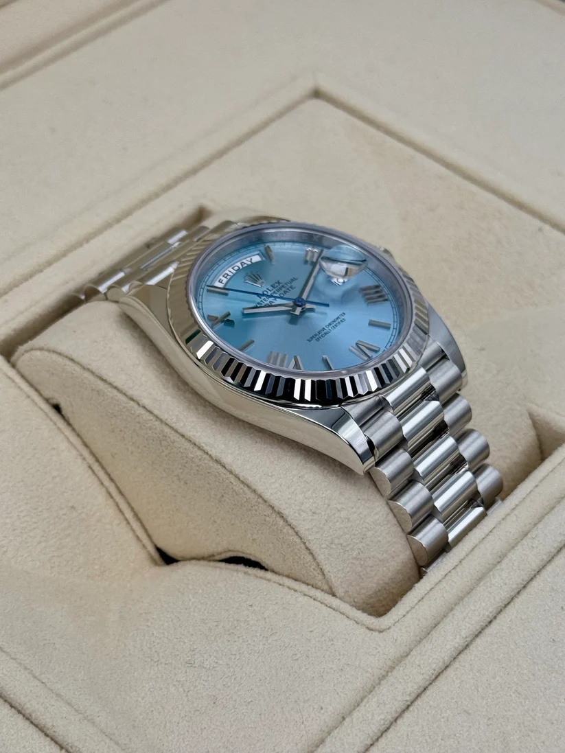 Rolex Day-Date "President" 40mm Platinum Ice Blue Roman Dial - 228236 - Image 3