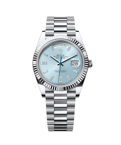 Rolex Day-Date "President" 40mm Platinum Ice Blue Baguette Dial - 228236
