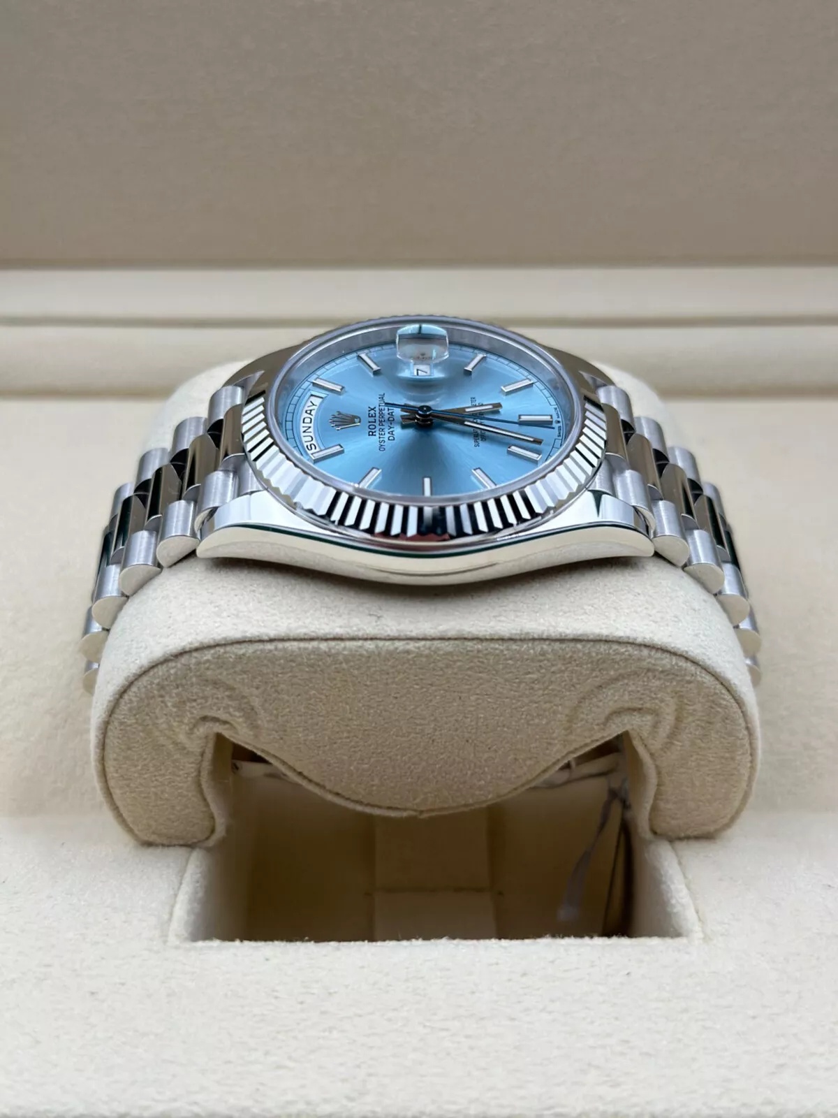 Rolex Day-Date "President" 40mm Platinum Ice Blue Index Dial - 228236 - Image 5