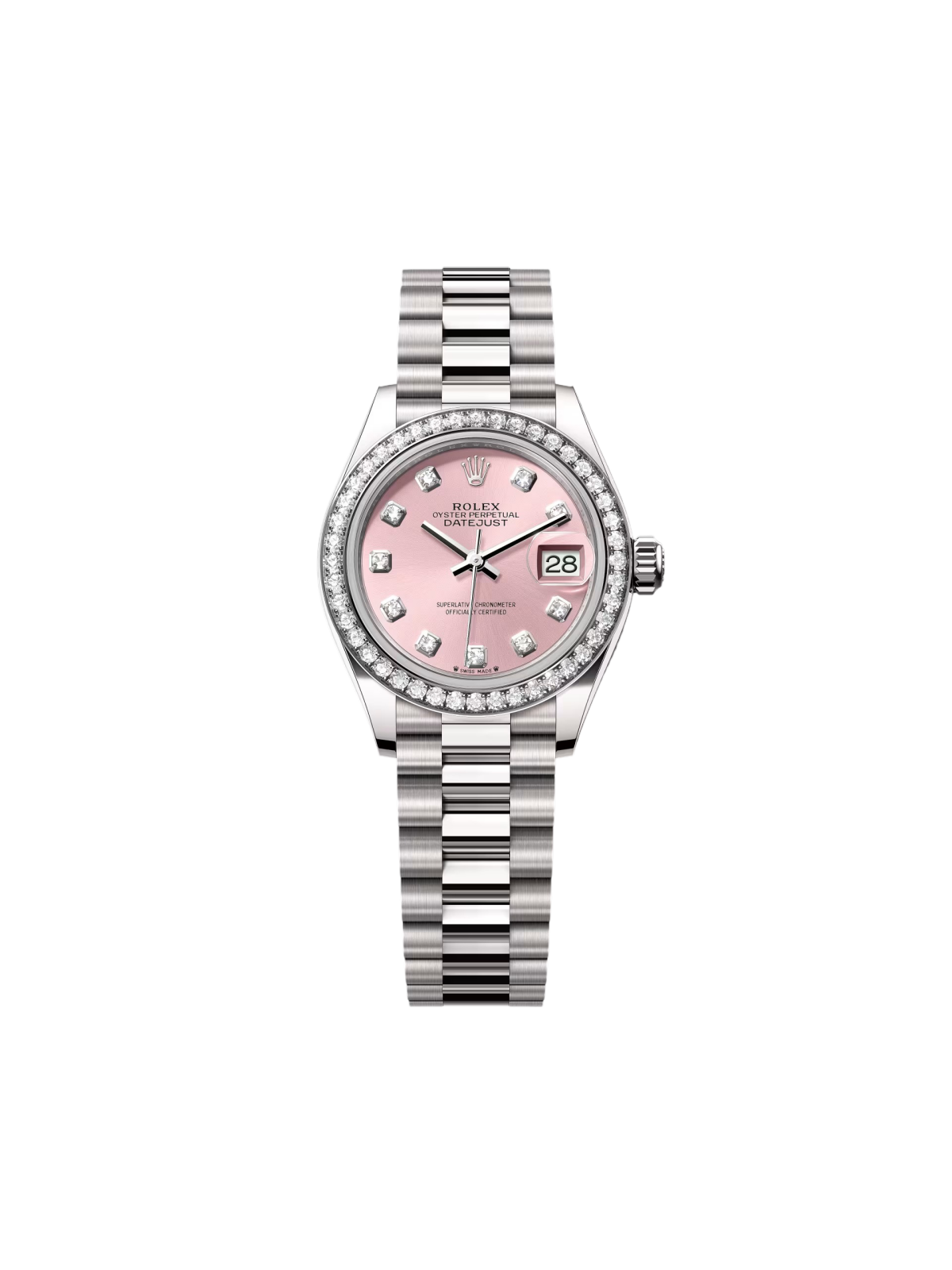 Rolex Lady-Datejust 28mm 279139RBR-0005 Pink Diamond-Set Dial White Gold Bracelet
