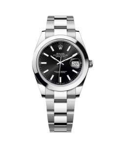 Alternative view of Rolex Datejust 41mm 126300 Black Index Oyster 41mm Stainless Steel Watch