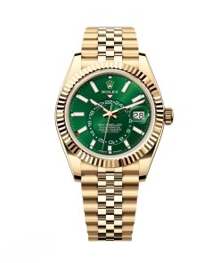 Rolex  Sky-Dweller 42mm 336938-0008 Yellow Gold Bright Green Dial Jubilee