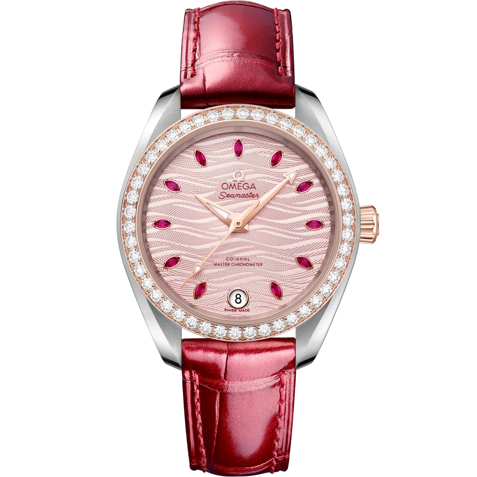 Omega Seamaster Aqua Terra 150M 34 mm Pink Dial with Diamonds Stainless Steel and Sedna™ 18k Rose Gold Strap 220.28.34.20.60.001