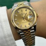 Rolex  Datejust 36mm 126203 Champagne Set with Diamonds Dial Domed Bezel Oyster Bracelet