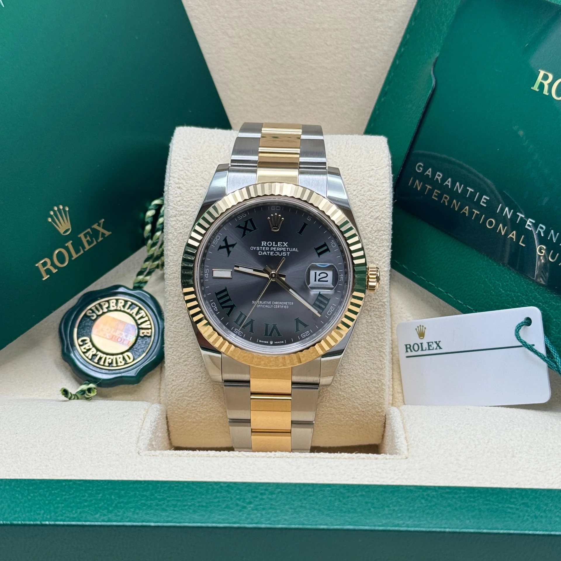 Rolex Datejust 41mm 126333 Two-Tone Yellow Gold Fluted Bezel "Wimbledon" Dial Oyster - Image 3