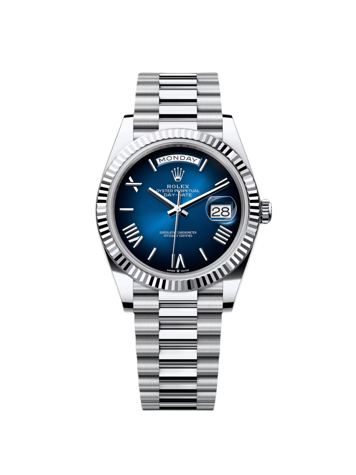 Rolex Day-Date "President" 40mm Platinum Blue Roman Ombre Dial - 228236