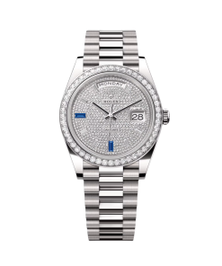 Rolex 228349RBR-0036 Day-Date 40mm 18k White Gold Paved With Diamonds Watch