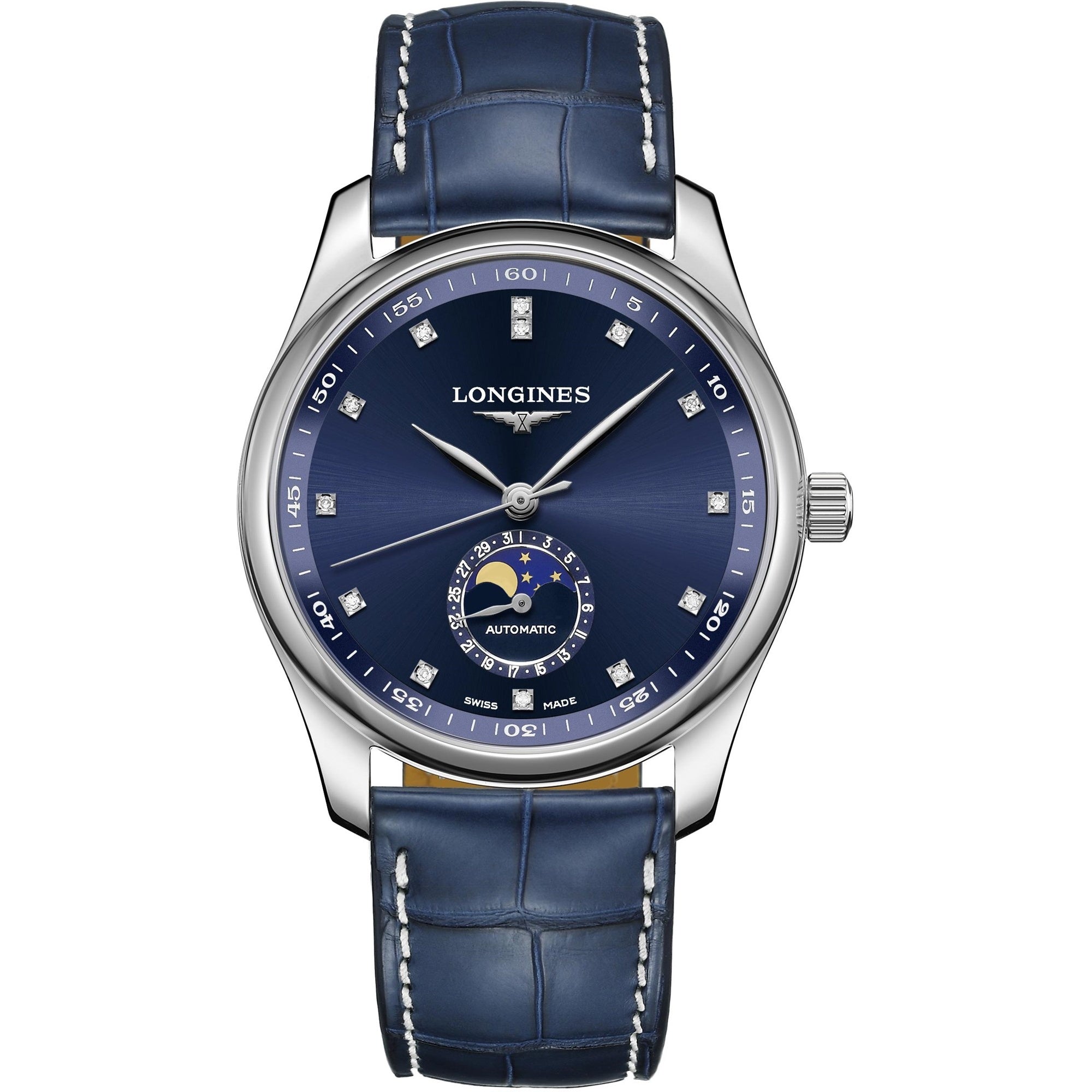 Longines Men's L2.909.4.97.0 Master Collection Blue Leather Watch