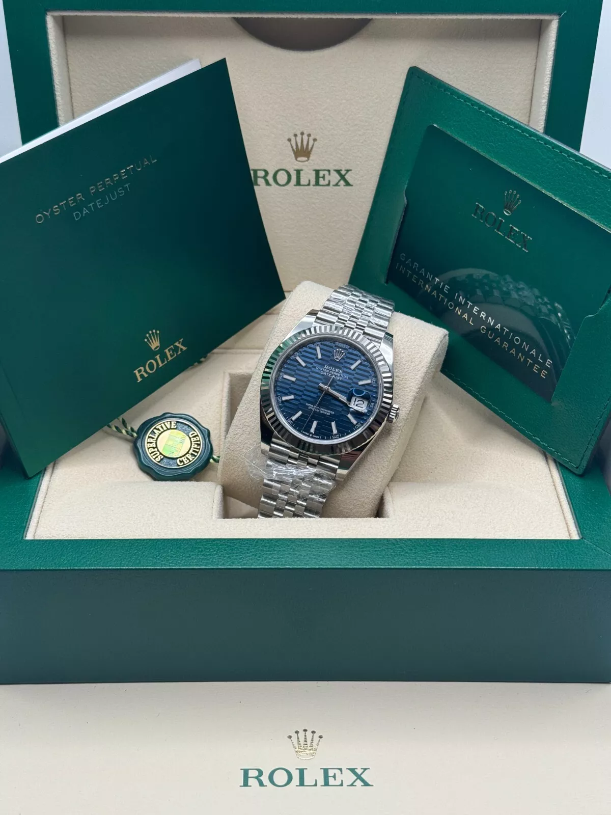 Rolex Datejust 41mm Blue Fluted Motif Index Dial Jubilee Bracelet Watch - 126334 - Image 12