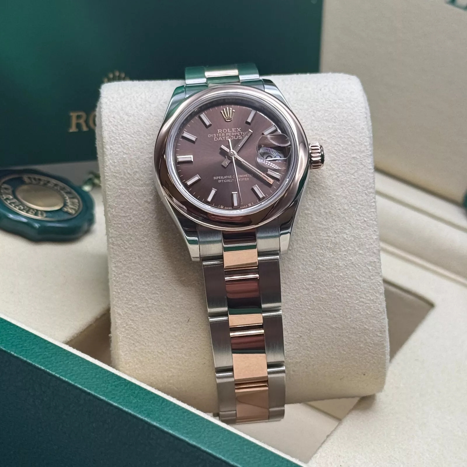 Rolex Lady-Datejust 28mm 279161 Chocolate Stick Dial, Two Tone Stainless Steel & 18K Rose Gold Oyster Bracelet Women's Watch - Image 8